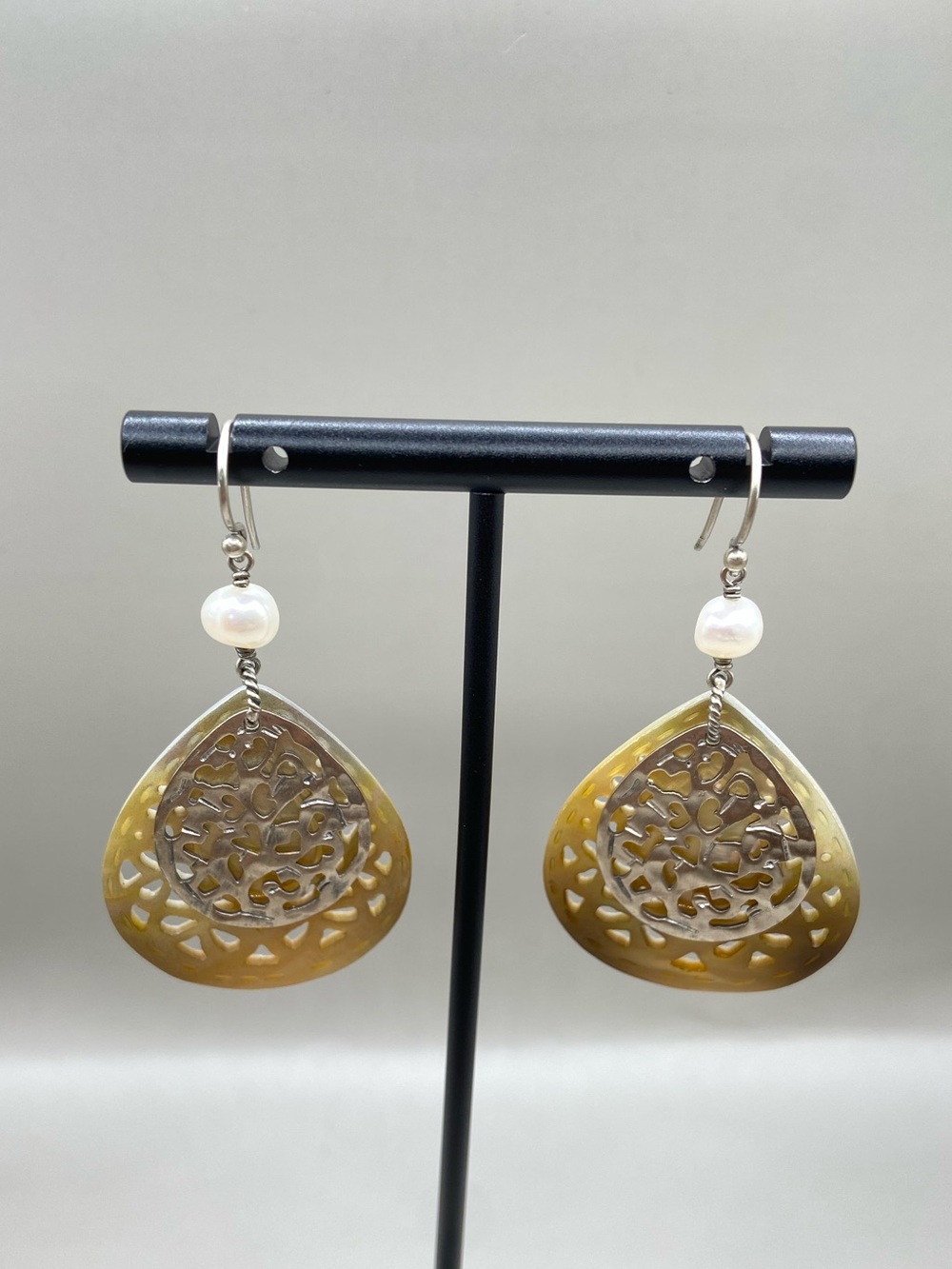 Silpada Carved Shell Teardrop Earrings